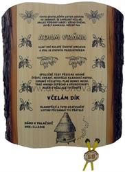 Gratulace včelař č.696 - Gratulace včelař na desce s kůrou 3D